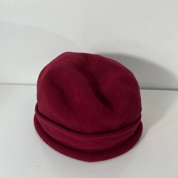 Parkhurst Women’s 100% Wool Hat Red Cloche Packable Made in Canada Flower - Picture 3 of 7